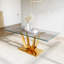 Table de salle à manger en verre avec base en verre et 4 chaises en velours-106913217-106913218