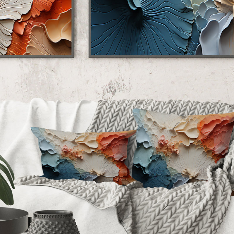 Coussin beige et orange Custards Collage II - imprimé abstrait