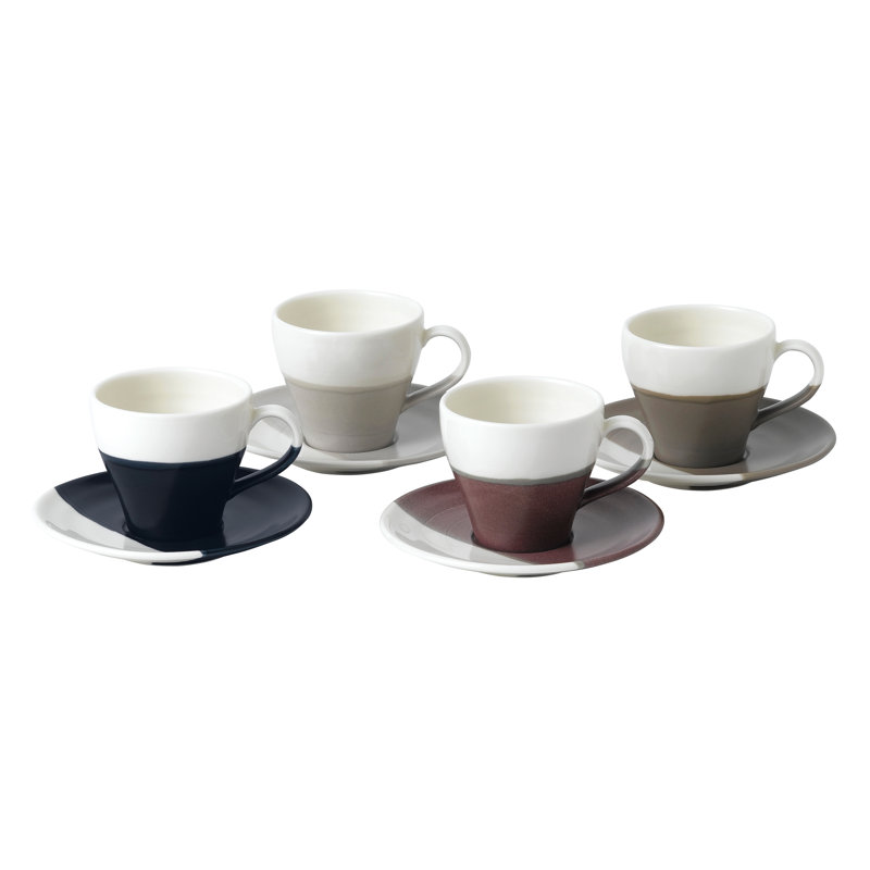 4 Piece Espresso Cup & Saucer Set