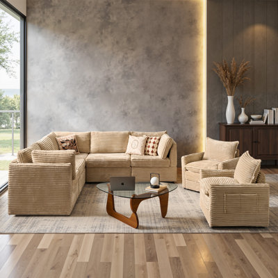 7-Piece Modular Sectional Sofa Set with Swivel Chairs