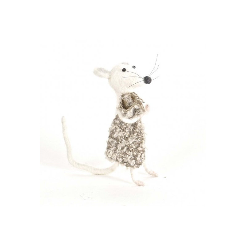 Figurine souris en feutre de noël