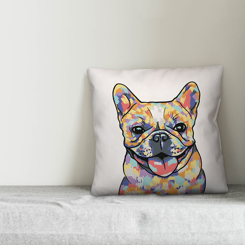  Coussin French Bulldog, 18 po x 18 po, Pas de bourre