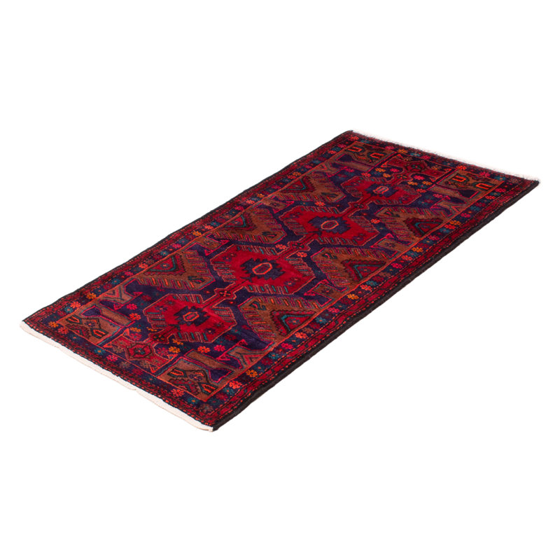 Tapis rouge en laine noué à la main de conception unique 3 pi 6 po x 6 pi 6 po New Laarous