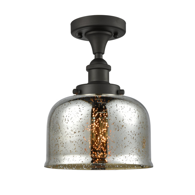 Alixs Glass Semi Flush Mount, LED, 13" H x 8" W x 8" D, Oil Rubbed Bronze