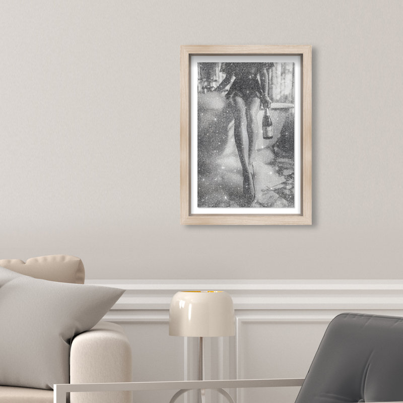 Bubbly Midnight Shadowbox Fashion Print by Oliver Gal, Black Frame, 10 x 15, 11.5"H x 16.5"W, Natural Oak Shadowbox