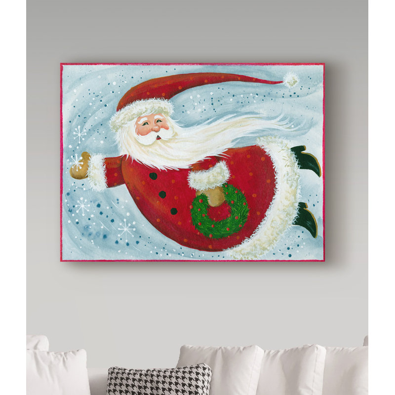 « père noël avec couronne », art sur toile, H 18 po x l 24 po x P 2 po