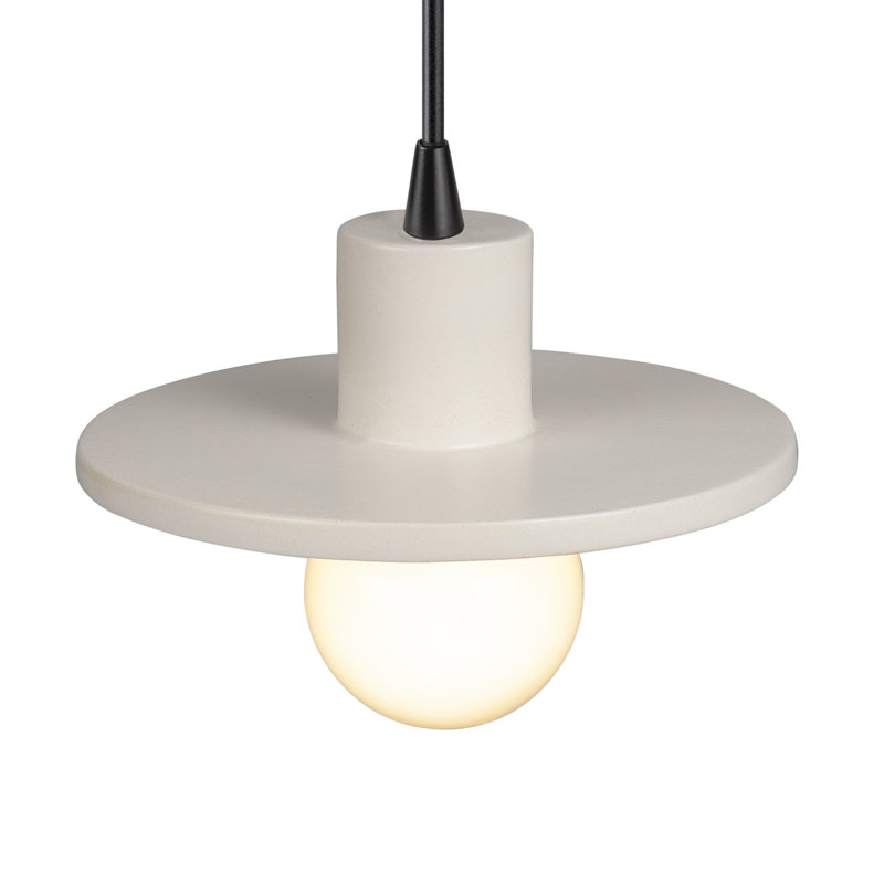 Pendentif Marlena à une seule soucoupe, Blanc mat, Noir mat