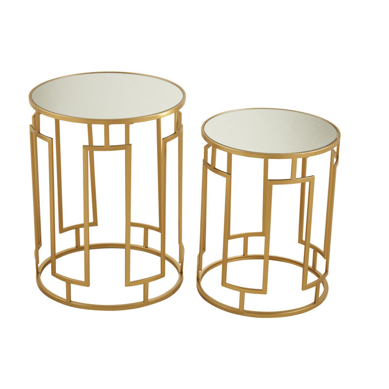 Elrosa Glass Top Drum Nesting Tables