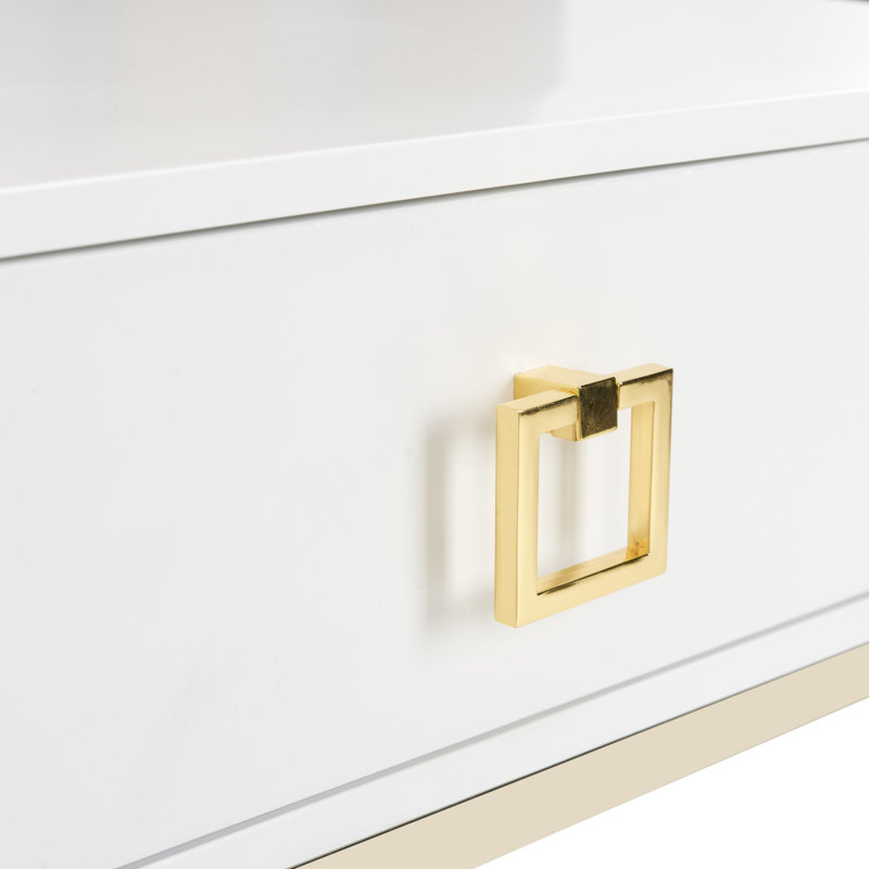 End Table with Storage, White