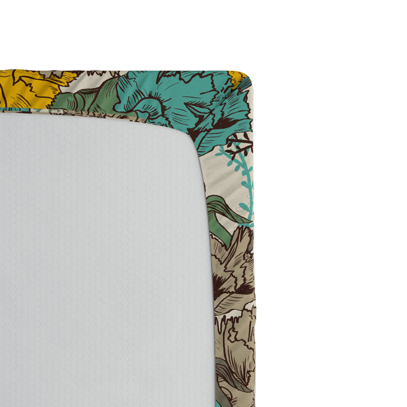 Microfiber Floral Fitted Sheet, Queen Fitted Sheet, White Floral