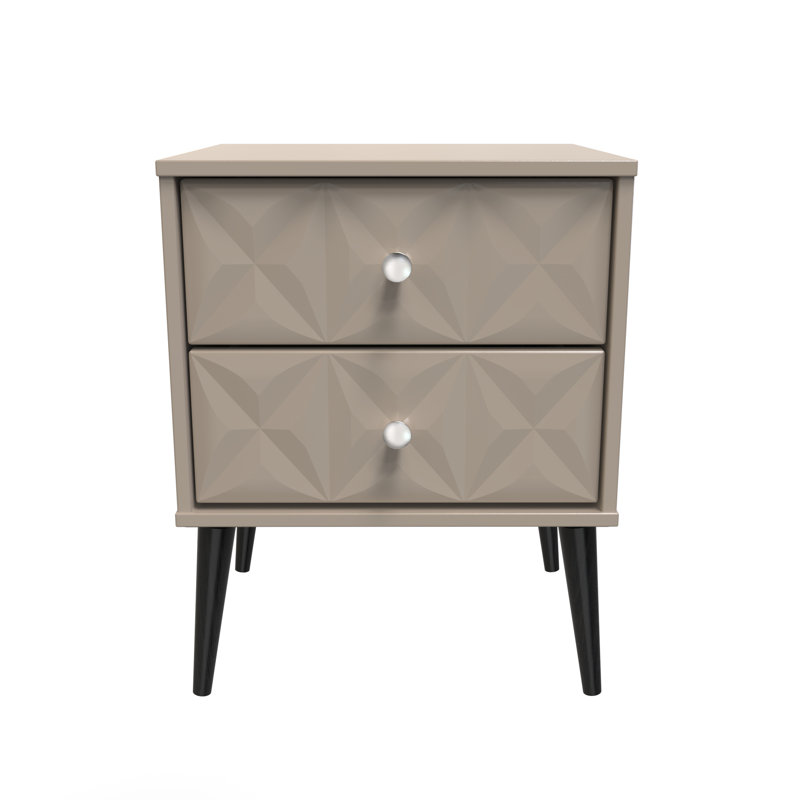 Carnlea 2 Drawer Bedside Cabinet (Ready Assembled), Mushroom Matt