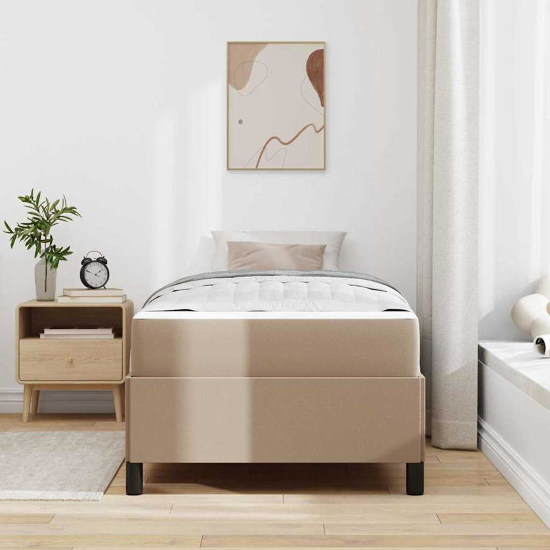 Structure de lit en similicuir 35,4 "x 74,8" Cappuccino Vidaxl, Simple, Cappuccino
