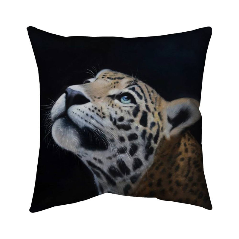 Realistic leopard face - 16"x16" Outdoors Throw pillow - Spun poly - Print on demand