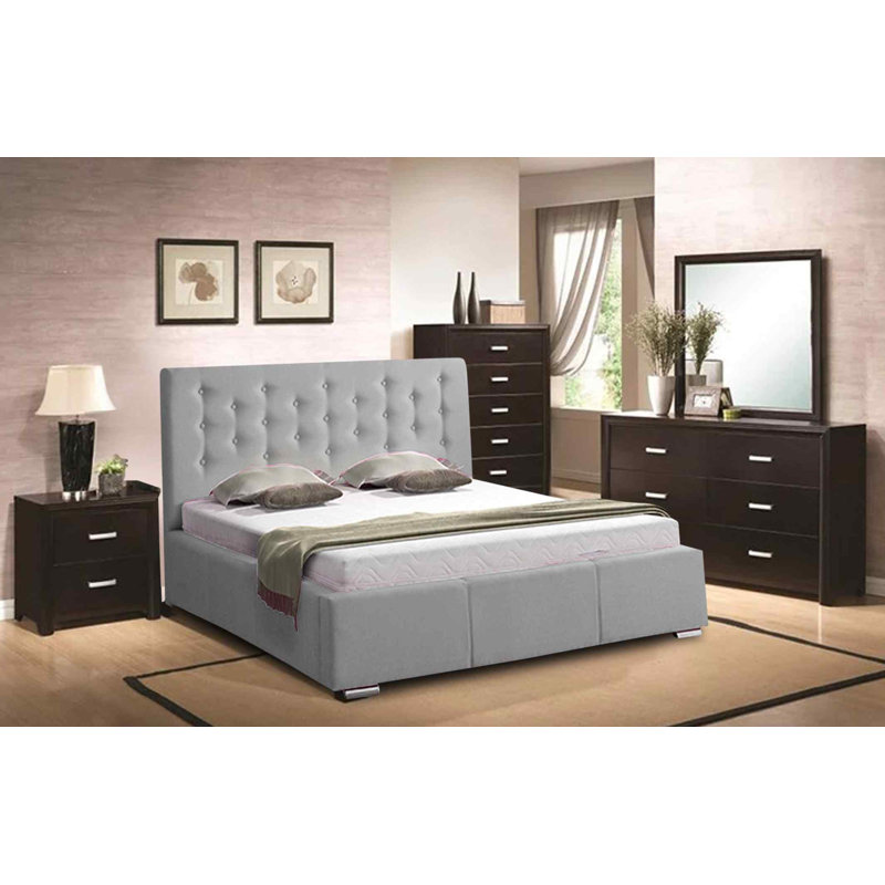 Upholstered Bed, Single (3'), Silver