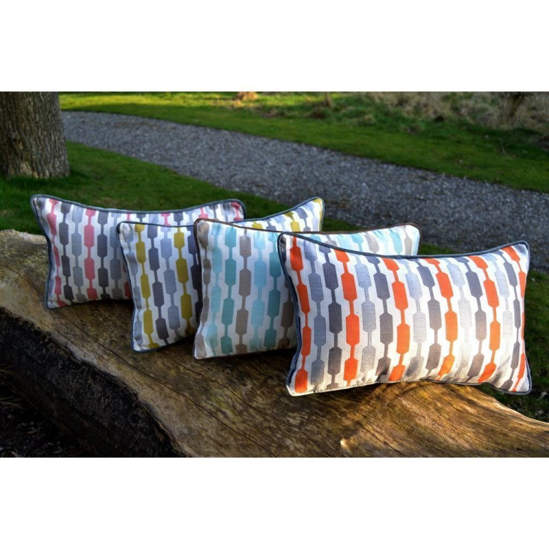 Lizeth Geometric Rectangular Cushion Cover, 30 x 50cm, Orange/Grey