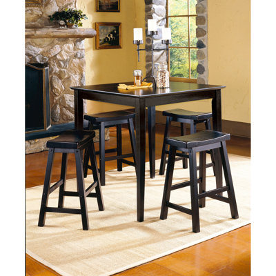 29-Inch Bar Height Solid Wood Stools, Black Finish, 2Pc, Saddle Seat For Dining Room Finish Seat, 2 Casual