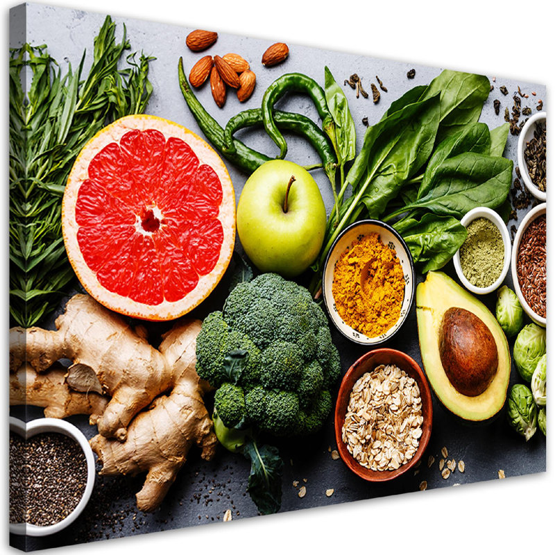 Vegetables And Fruits - No Frame Print on Canvas, 80cm H x 120cm W