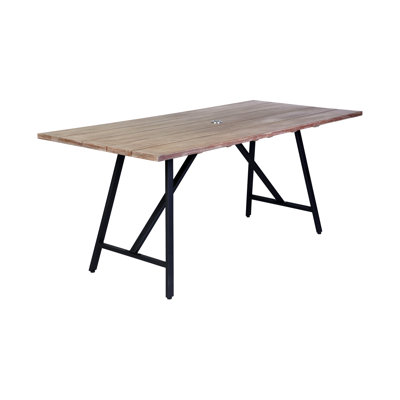 Avonna 71" Rectangular Outdoor Dining Table in Light Eucalyptus Wood and Metal