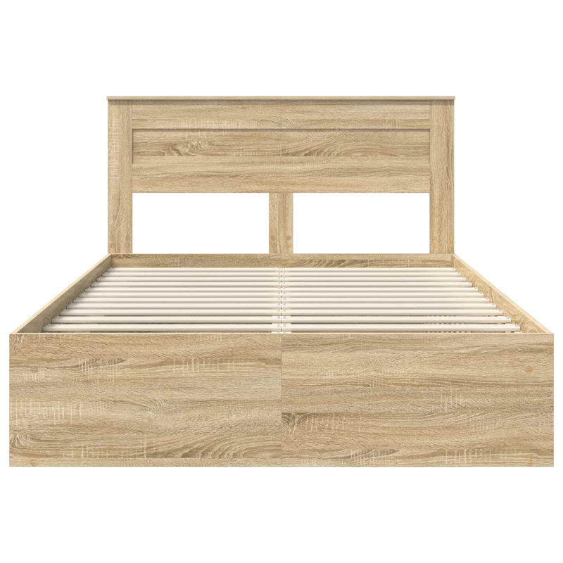 Solid Wood Bed Frame, Kingsize (5'), Grey Sonoma