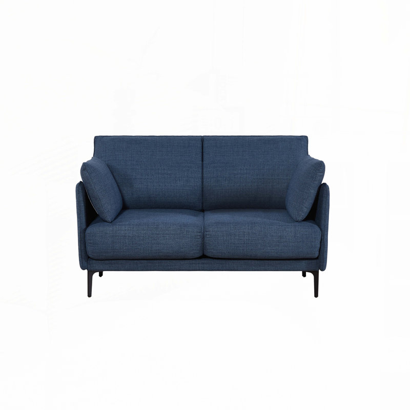 Canapé avec 2 coussins, pieds Metel, H 33,46 po x l 53,14 po x P 33,46 po, Bleu très foncé