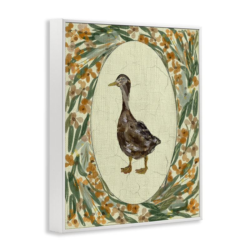 Giclée traditionnelle de style canard, encadrée par Yen, H 14 po x l 11 po, Estampe numérique encadrée blanc bord de mer
