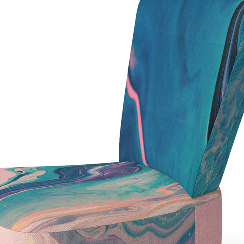 Accent Chair, Beige Floral Pattern Upholstered Decor - Beige Floral Pattern II, Green/Pink