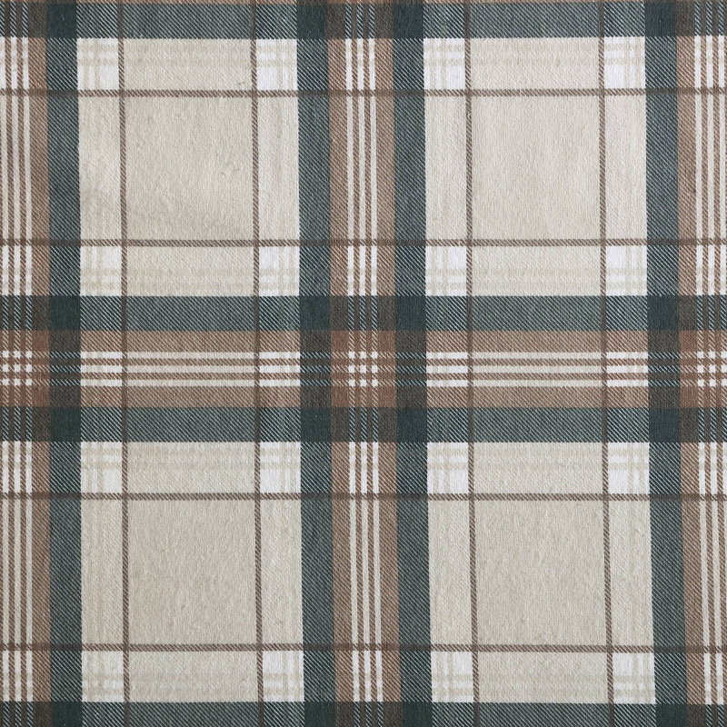 Ensemble de draps 100% coton 200 fils, Ensemble de draps pour lit double avec 2 taies d'o, Motif écossais Edgewood