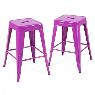 Ensemble de 4 tabourets de bar de 24 po à hauteur de comptoir, tabourets de bar en métal sans dossier, empilables, amovibles et faciles à assembler, pour économiser de l'espace pour un îlot de cuisine / bar / café / salle à manger