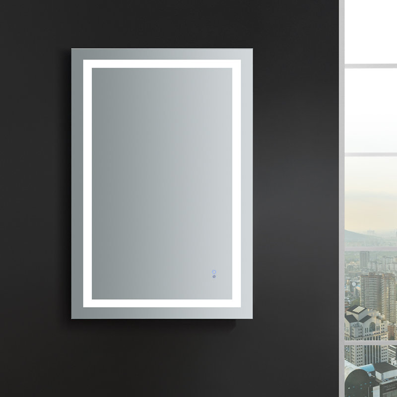 Sleek 48"x30" Transitional Frameless Vanity Mirror with LED & Defogger