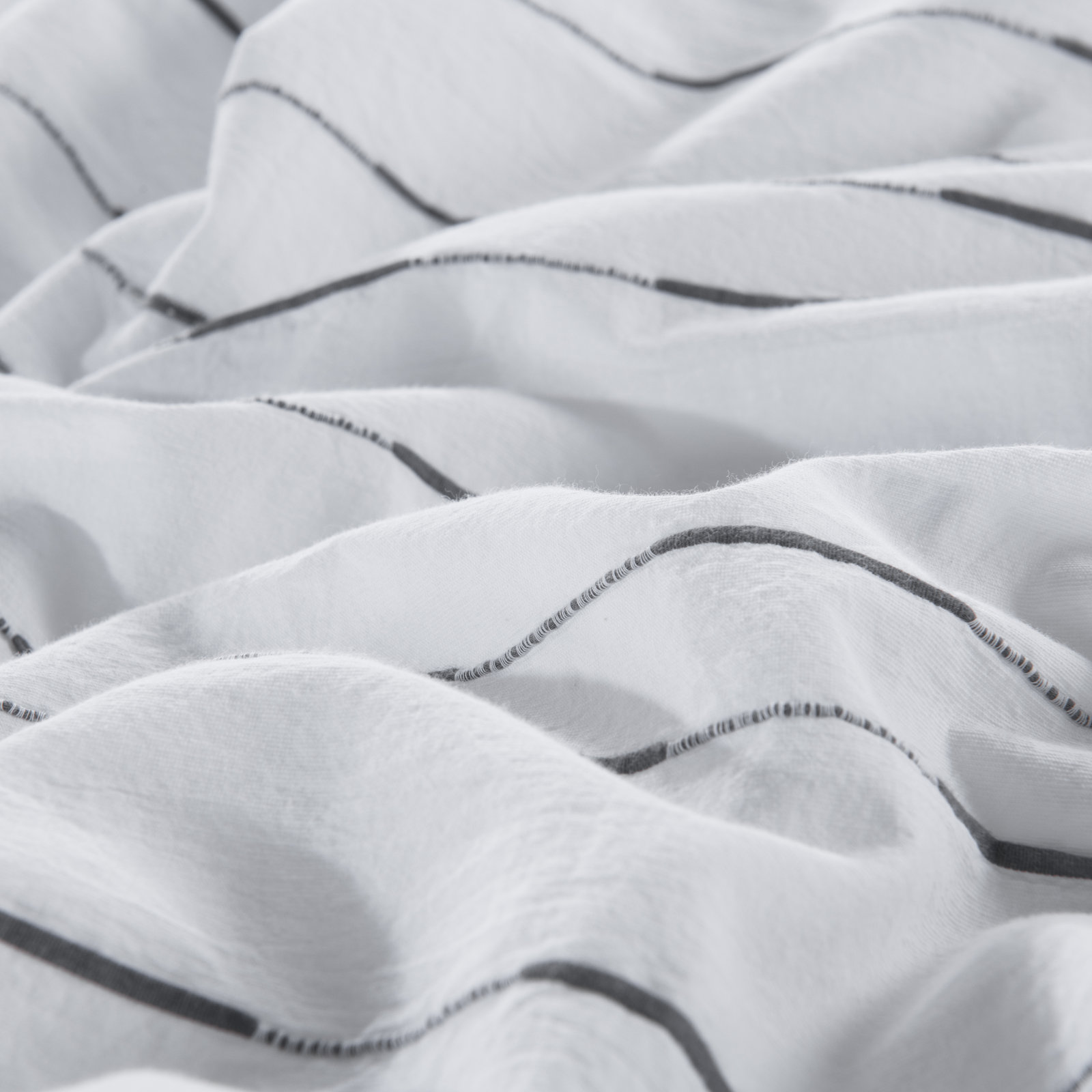 Zari Cotton Percale Duvet Cover Set, King Duvet Cover + 2 Standard Shams, White/Gray