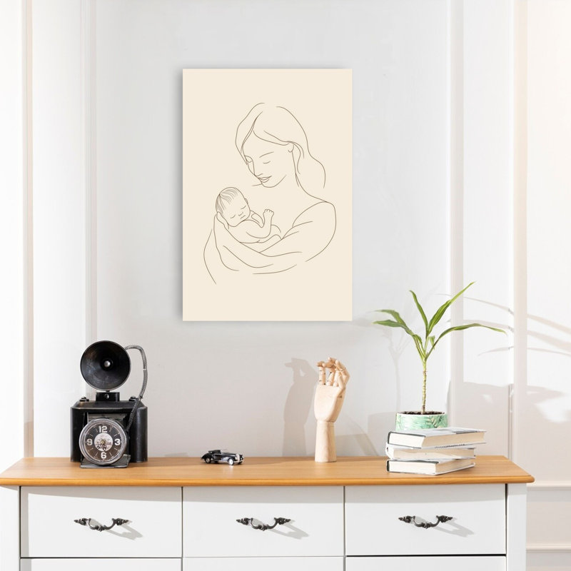«A Mother's Gentle Embrace Delicate Minimalist Serene», reproduction d'art murale, H 24 po x l 16 po