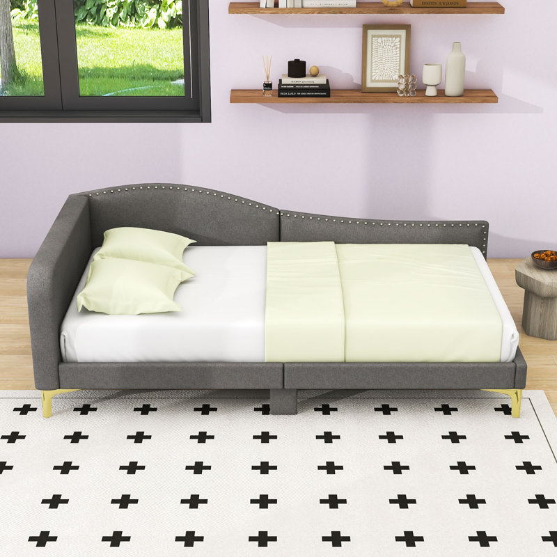 Linen Upholstered Daybed for Living Room, Twin, Gray
