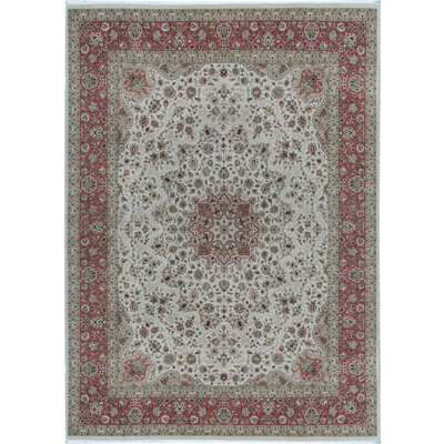 Wool Oriental Area Rug in Rust/Cream