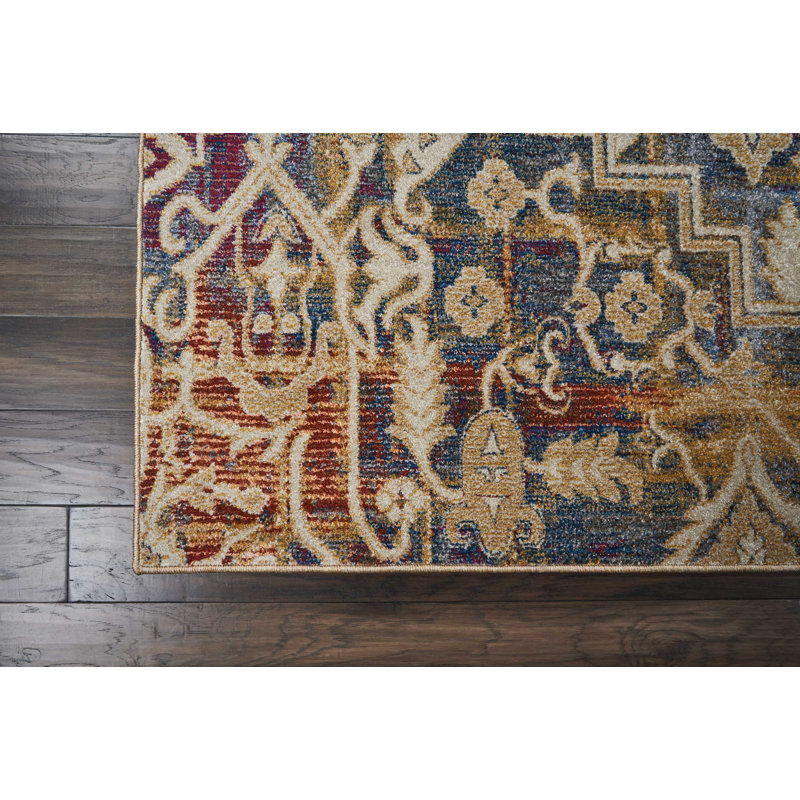 Tapis beige / bleu Huetter, Rectangle 9 pi 3 po x 12 pi 9 po