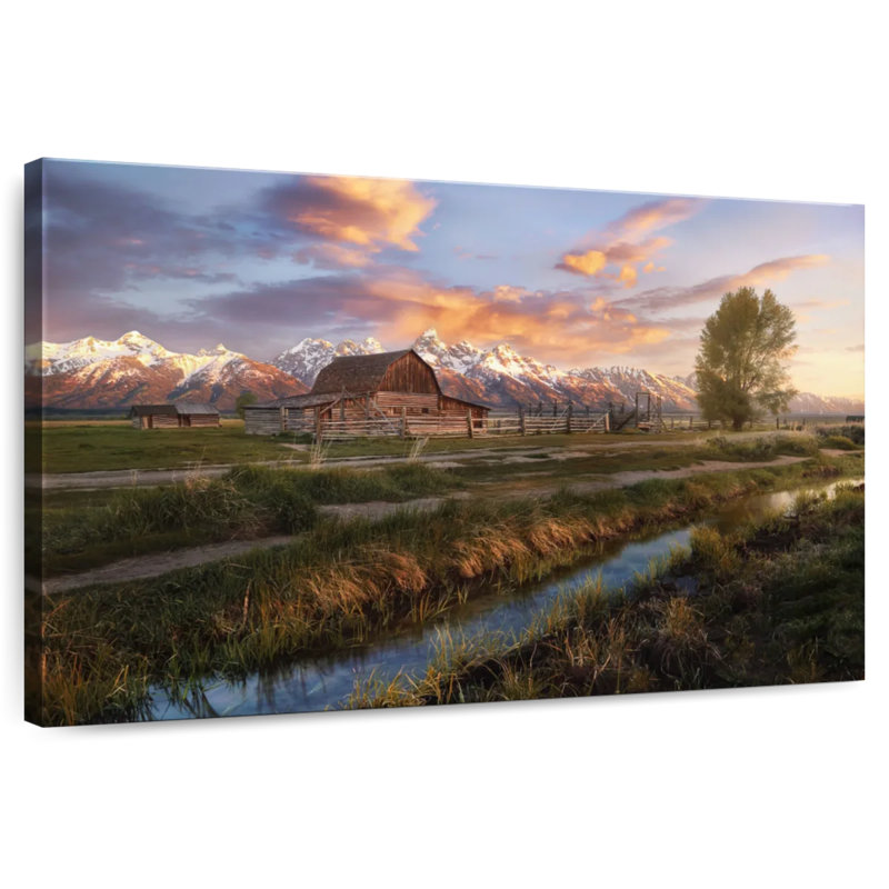 Scène de coucher de soleil Alvord Moulton Barn, H 20 po x l 30 po