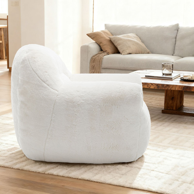 Fauteuil à billes Comfy, Fausse fourrure blanche