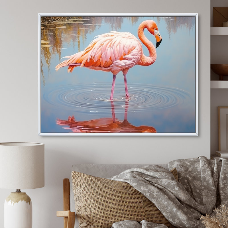 «Pink Flamingo Secret Beauty» sur toile, White Picture Framed, 12" H x 20" W