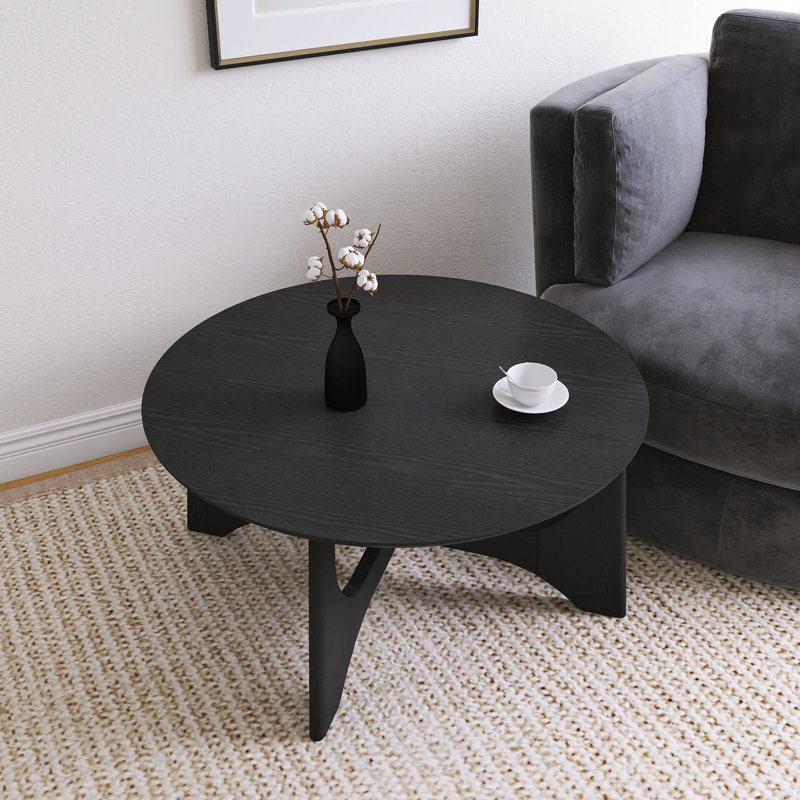 Black Wooden Coffee Table, 17.50" H x 36" W x 36" D