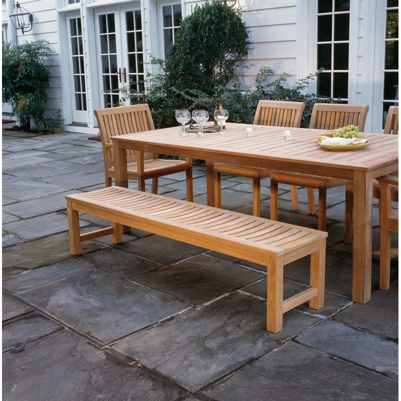 Waverly Outdoor Teak Dining Bench, 16.5” H x 60” W x 17” D