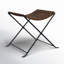 Augusta 22.5" W Foldable Genuine Leather and Iron Accent Stool