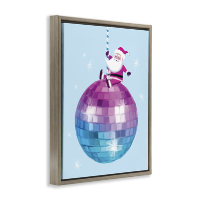 «Disco Ball Santa Claus», art mural encadré par Floater