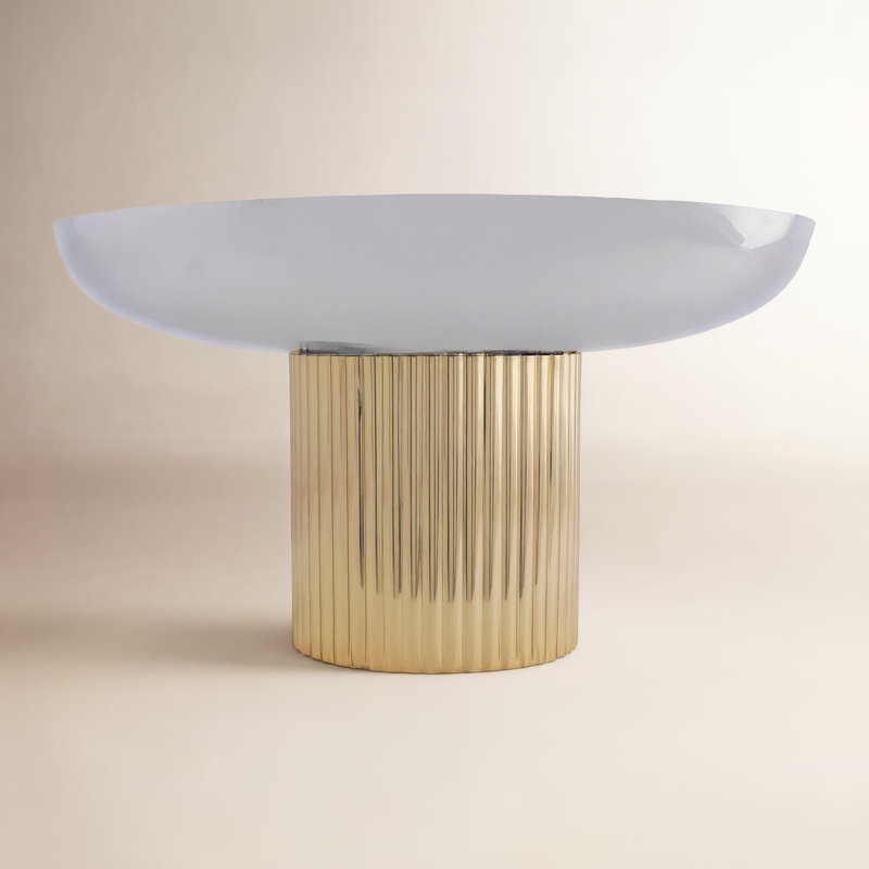 Plat de service rond Guilded, H 6,25 po x l 20,19 po x P 20,19 po, Argenté/doré