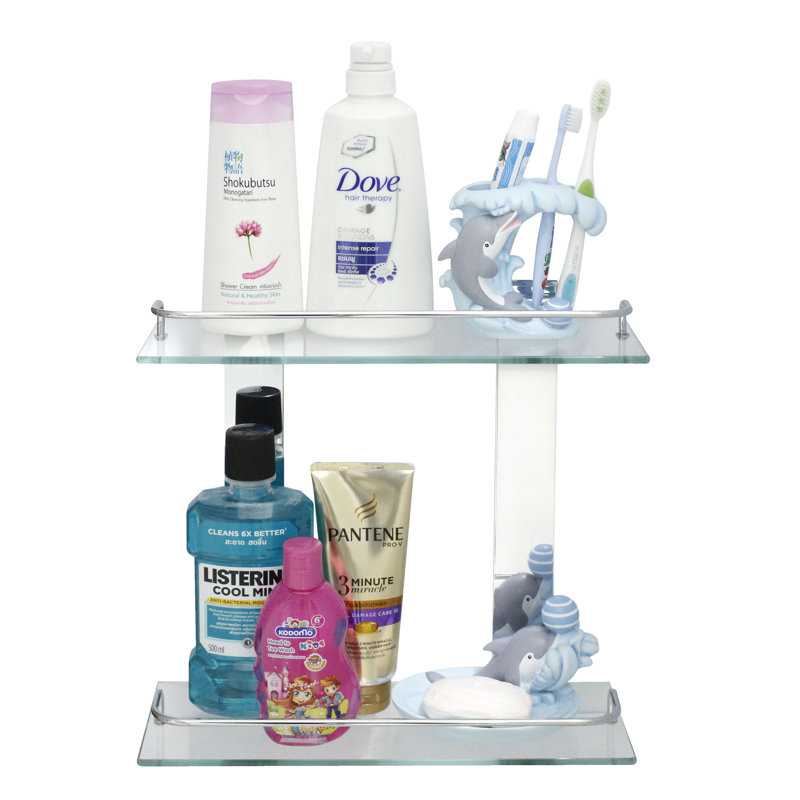 Azaela 2 Piece Tiered Shelf, Polished Chrome