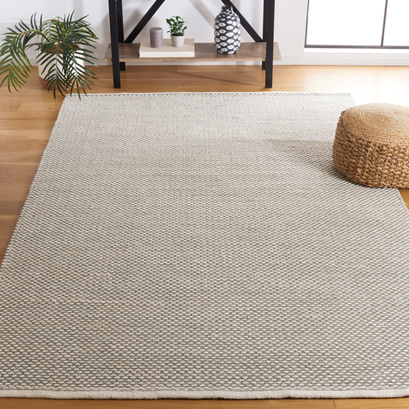 Vermont Flat Weave Wool/Cotton Rug in Green, Rectangle 6' x 9'