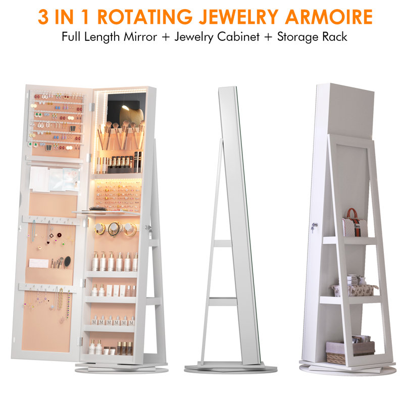 Blackhorse Jewelry Armoire, White/Beige