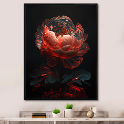 Reproduction d'art sur toile, pivoines rouges et noires