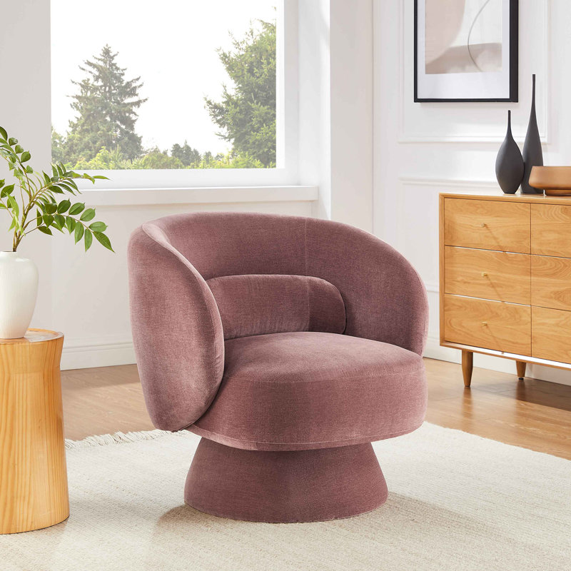 Saboor 78Cm Wide Swivel Barrel Chair, Old Rosa Rayon