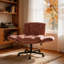 Chaise de bureau pivotante en chenille Blush rose, chaise de travail à hauteur réglable avec accoudoirs convertibles rabattables, chaise de bureau à double coussin pour le salon de la salle de bain-676102198