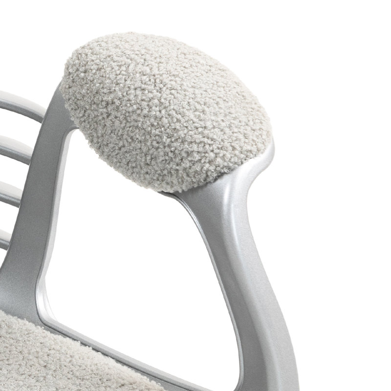 Chaise de bureau grise, surface polaire, conception à boutons, hauteur réglable, chaise pivotante en gris, texture, rembourré et créatif