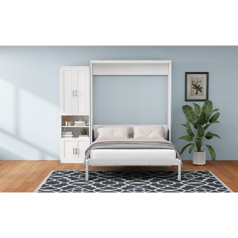 Murphy Bed With 1 Side Cabinet Storage Shelf